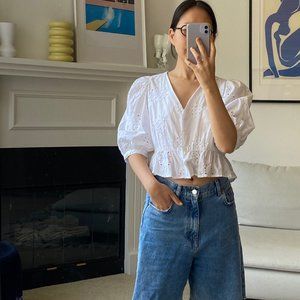 ZARA OPENWORK EMBROIDERY SHIRT